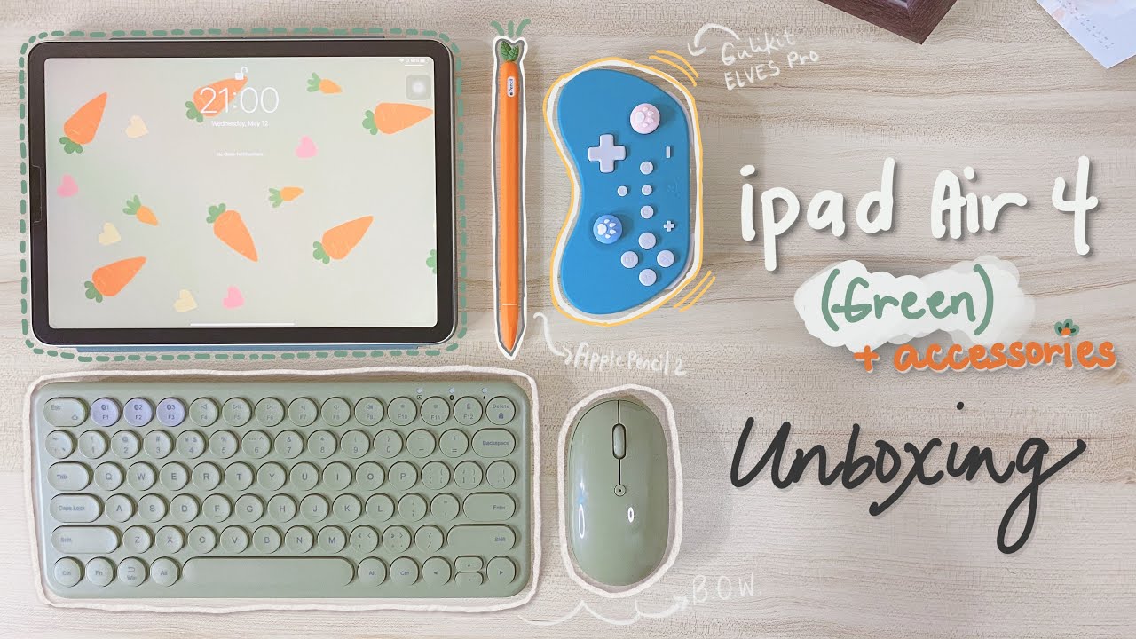 iPad Air 4 (Green) + Apple Pencil 2, & Accessories Unboxing ft. Genshin Impact, Hendery Fansign, etc