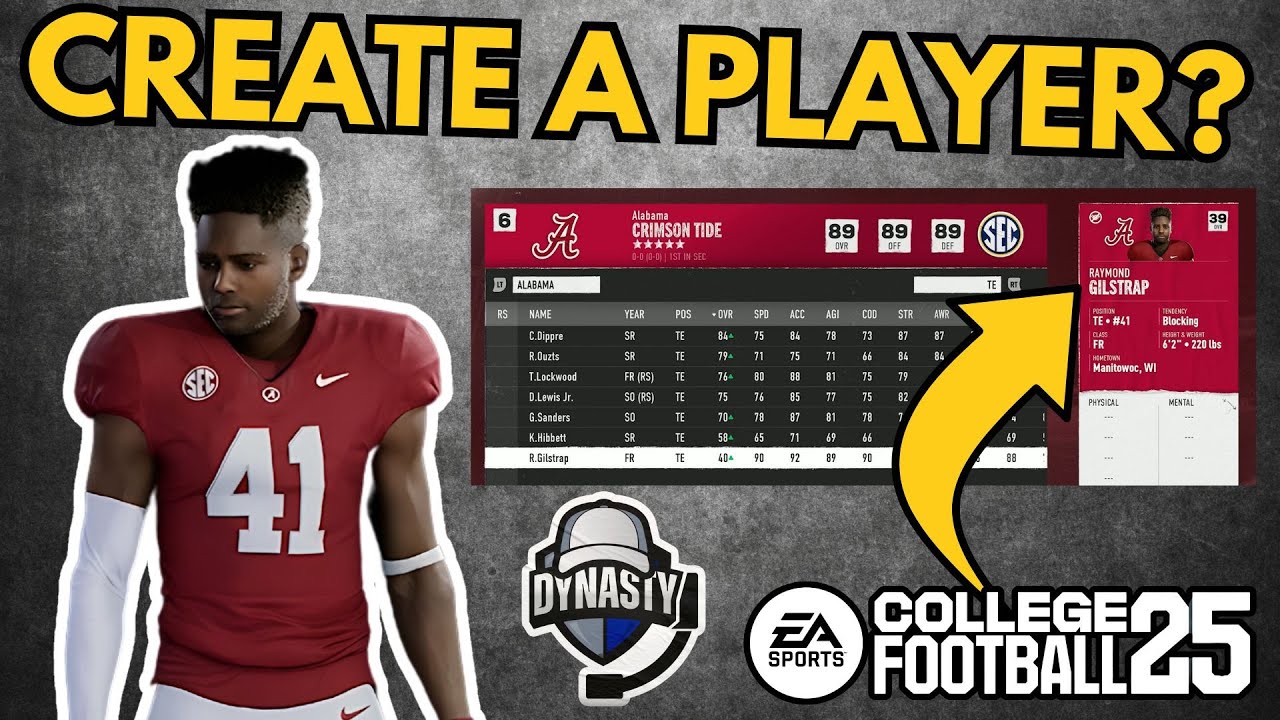 HOW TO CREATE A PLAYER FOR DYNASTY MODE IN COLLEGE FOOTBALL 25