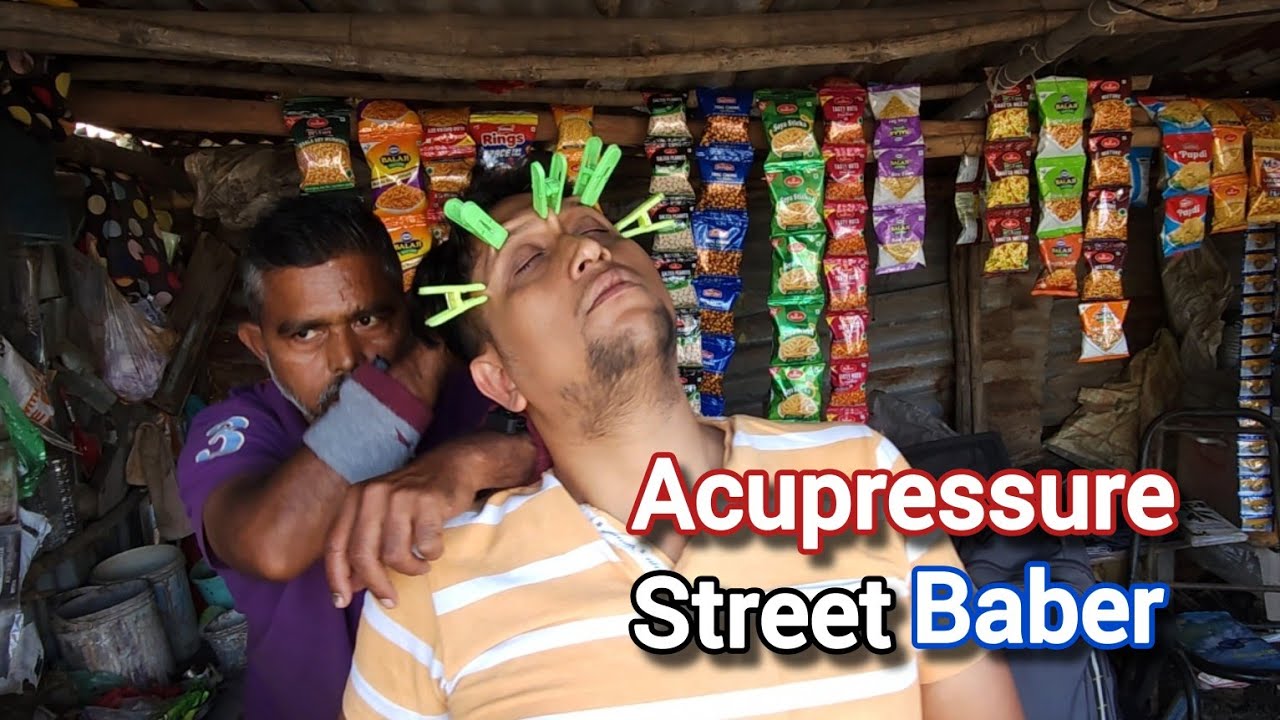 ACUPRESSURE STREET BARBER ASMR HEAD MASSAGE THERAPY BY INDIAN BARBER
