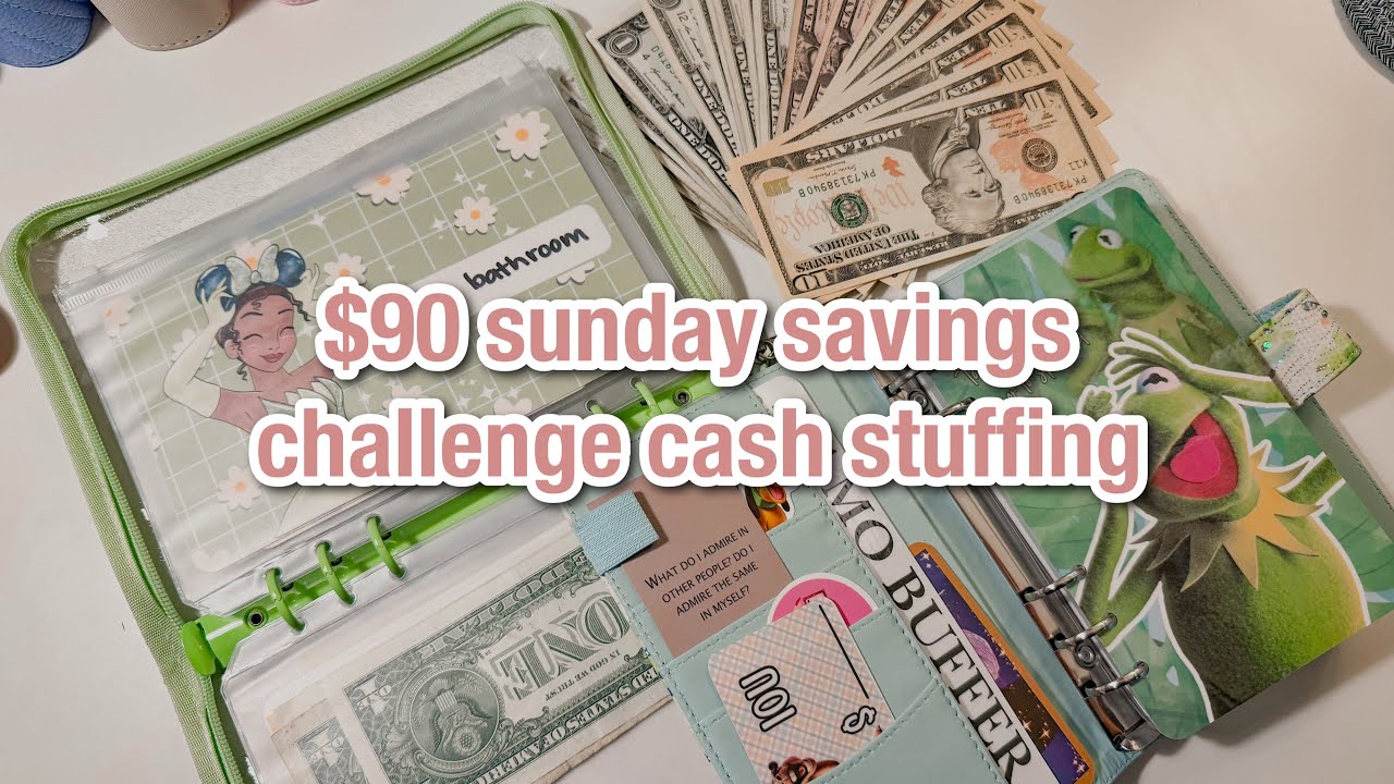 $90 savings challenge cash stuffing | sunday savings october 4 | #savingschallenges