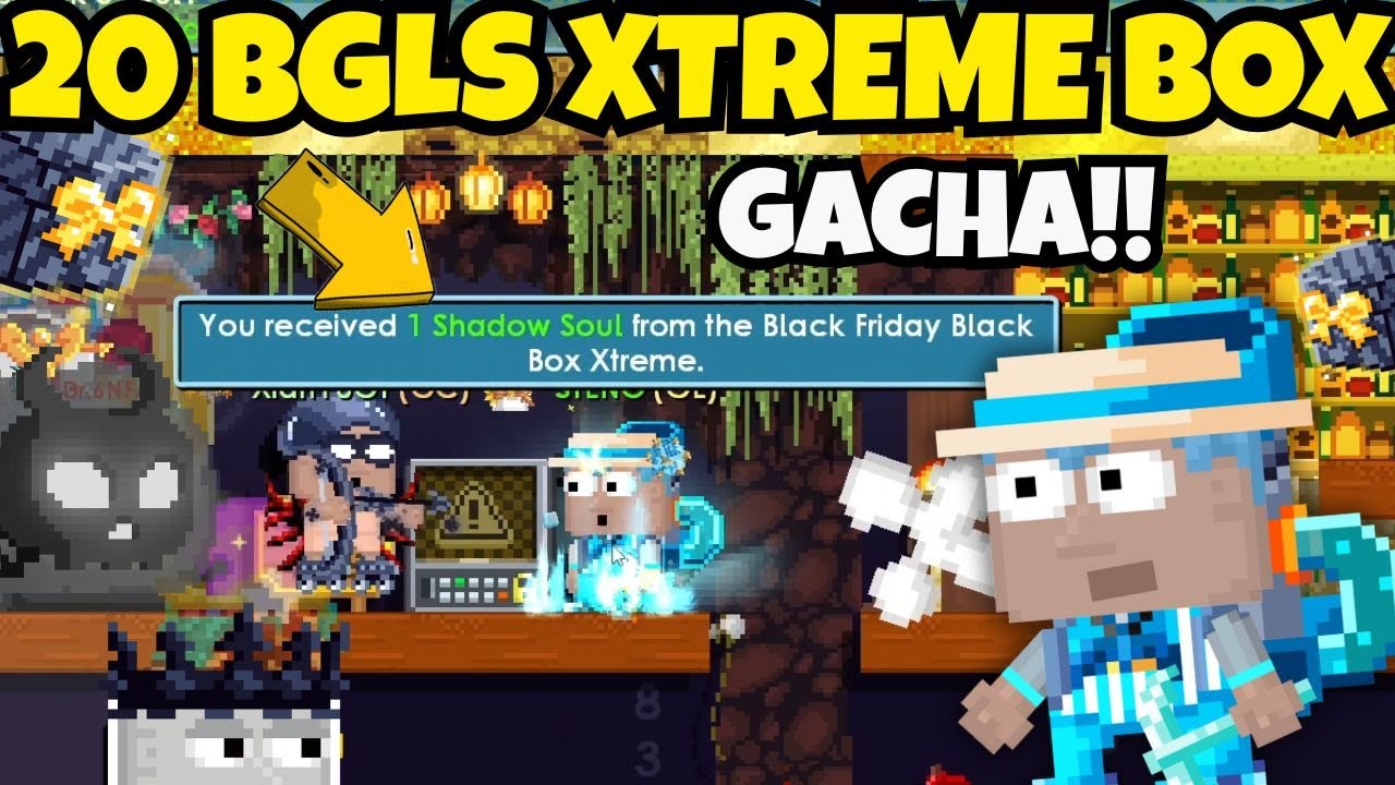 20 BGLS XTREME BLACK BOX GACHA!! 👥 FARMING SHADOW CROWNS! | GrowTopia