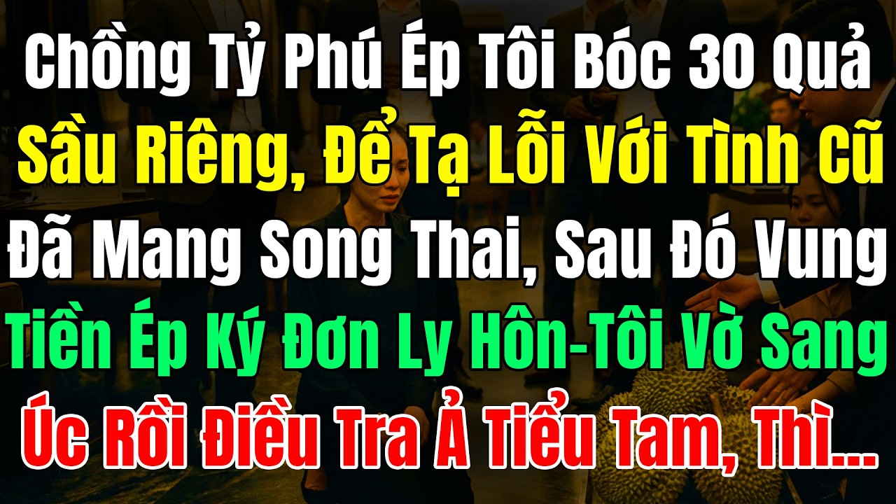 Chồng Tỷ Phú Ép Tôi Bóc 30Quả Sầu Riêng, Để Tạ Lỗi Với Tình Cũ Đang Mang Song Thai, Sau Đó Vung Tiền