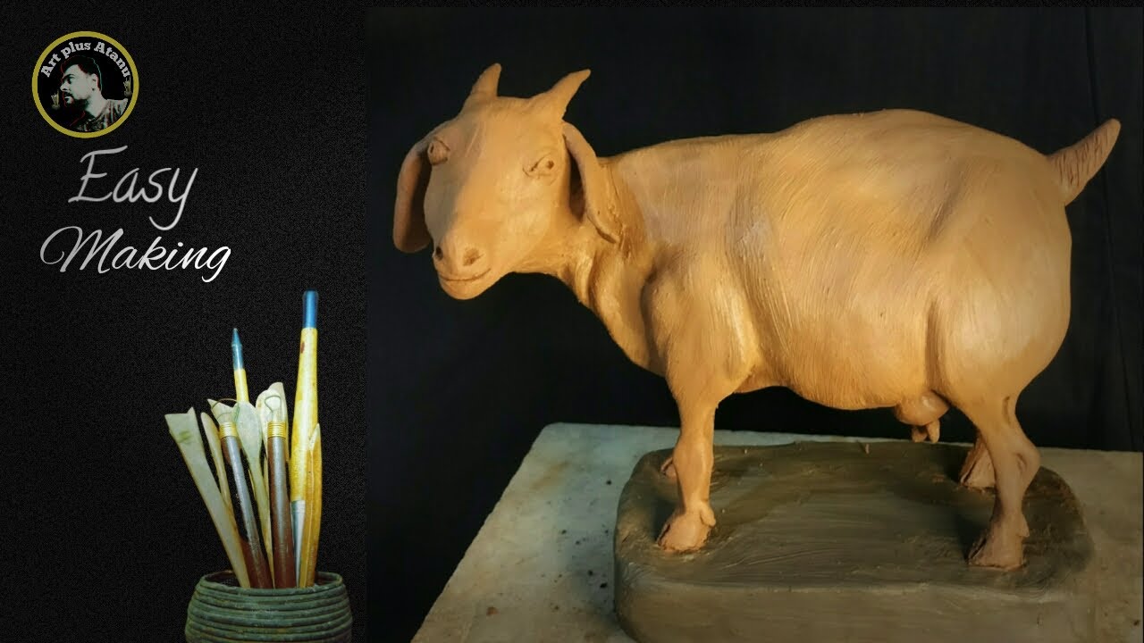Goat making with clay / how to make clay animal model 🌸💟 #goat #clay #art #crafts #sculpting