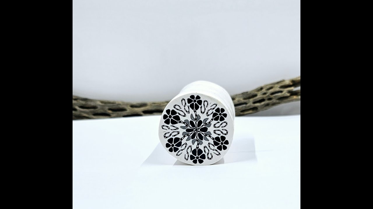 Polymer Clay Black and White Floral Kaleidoscope Cane Tutorial