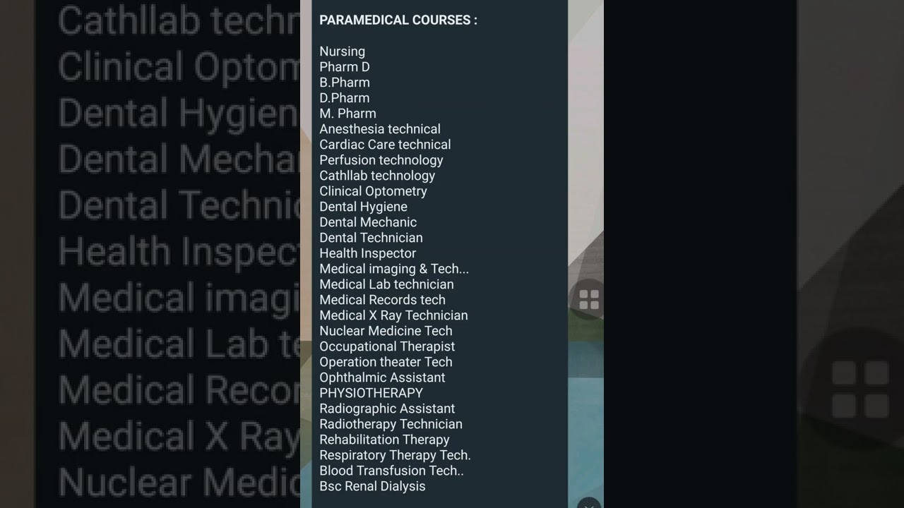 LIST OF PARAMEDICAL COURSES AFTER 12 TH STANDARD| PARAMEDICAL COURSES WITHOUT NEET EXAM 2022