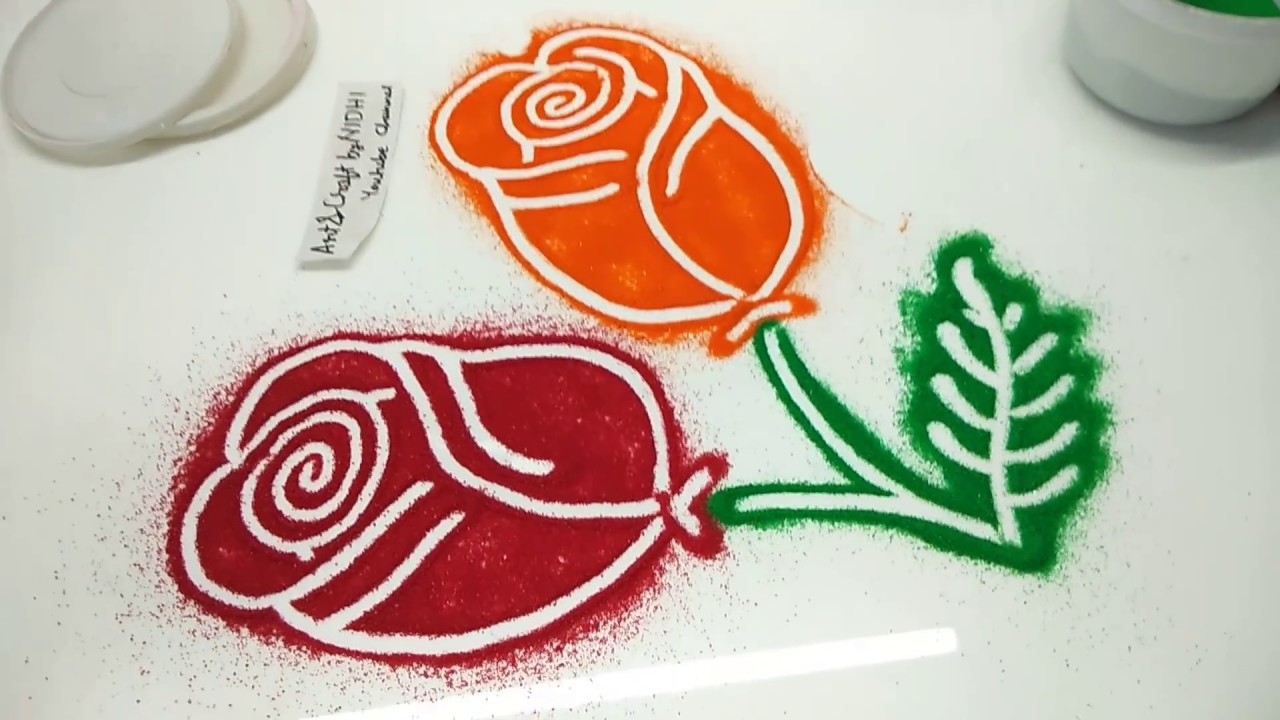 आपने पहले कभी नहीं देखा होगा की इतनी आसानी से रंगोंली में ROSE FLOWER बन सकता है