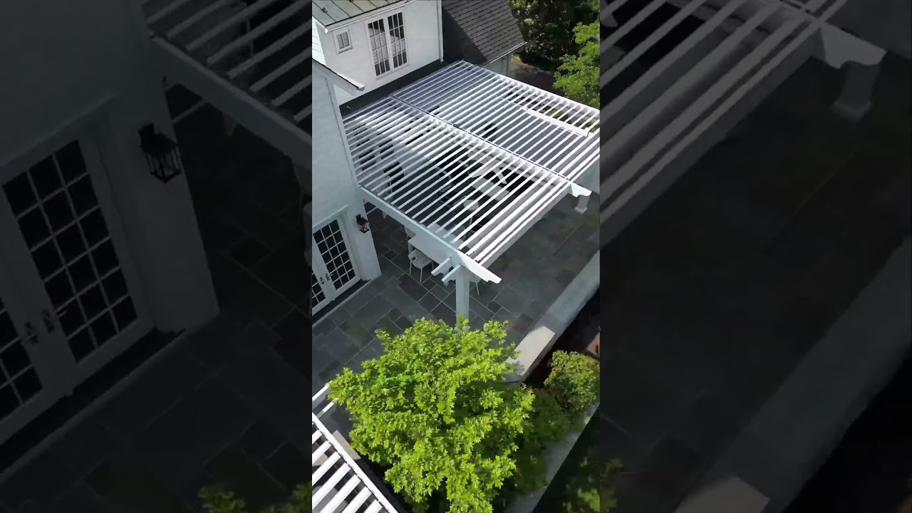 Classic style louvered roof motorized pergola