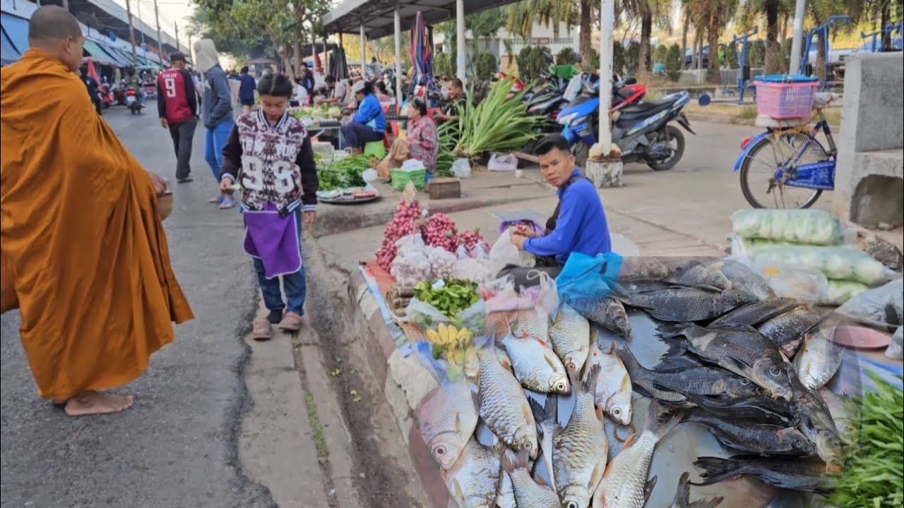 ปลาแม่น้ำสดๆ#อาหารพื้นบ้าน ตามฤดูกาล อ.พิบูลมังสาหาร จ.อุบล #บรรยากาศ เช้าๆ#เลาะตลาดตลี