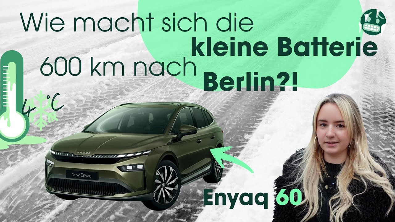 Der vollelektrische Enyaq 60 bei kalten Temperaturen auf dem Weg nach Berlin I autohaus B13