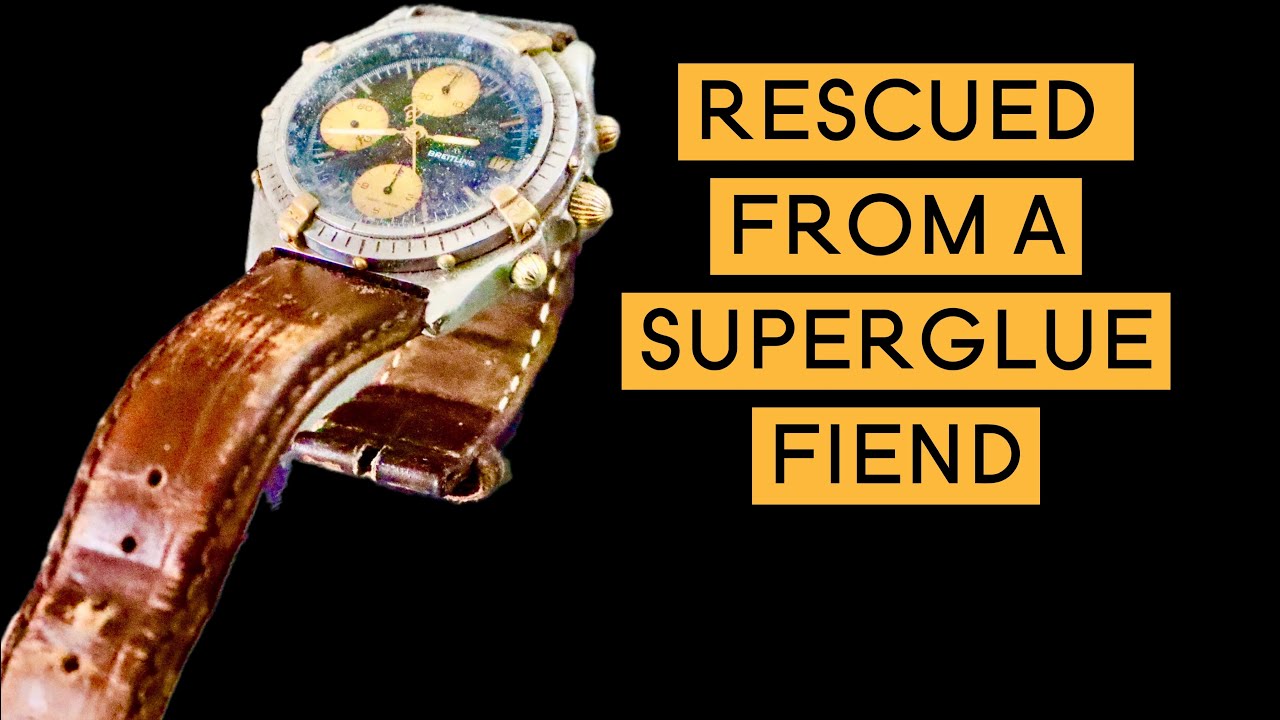 FIXED WITH GLUE - first edition Breitling chronograph watch chronomat restoration