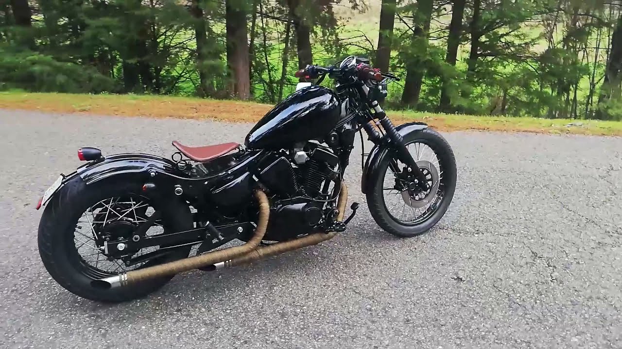 Yamaha Virago XV 250 Bobber in the wildlife.
