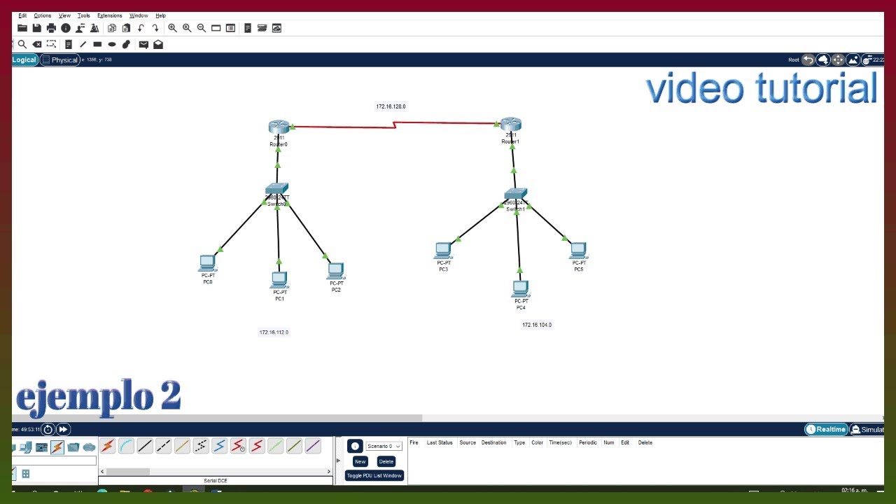 Cisco Packet Tracer – video 2: Como crear una red, utilizando 2 Routers de forma rápida y sencilla.