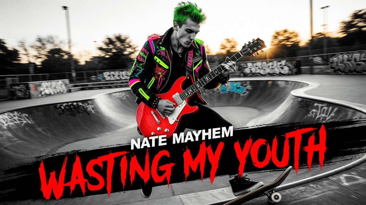 Nate Mayhem - Wasting My Youth (official Lyric Video) 🎸 | Rock Music | #Playful #Youthful Rebellion