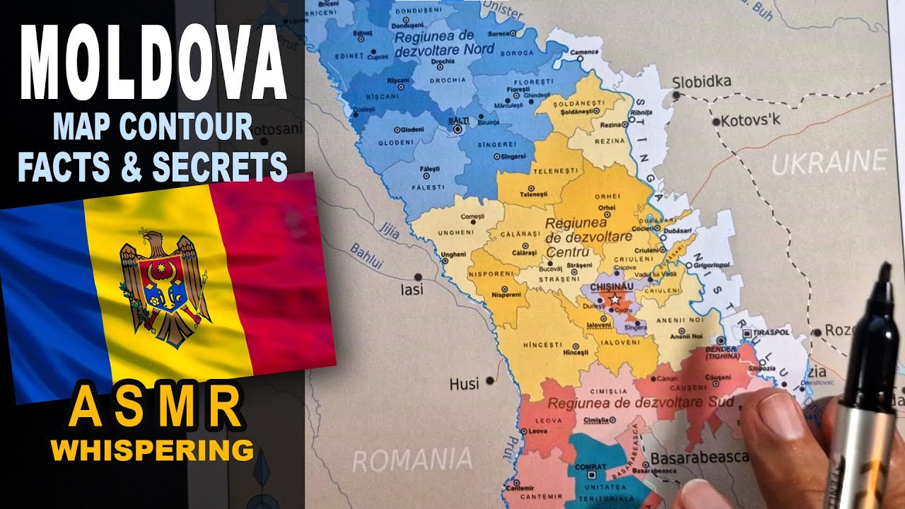 ASMR: Tracing MOLDOVA map outline with regions | Facts and Secrets | ASMR relaxing whisper words