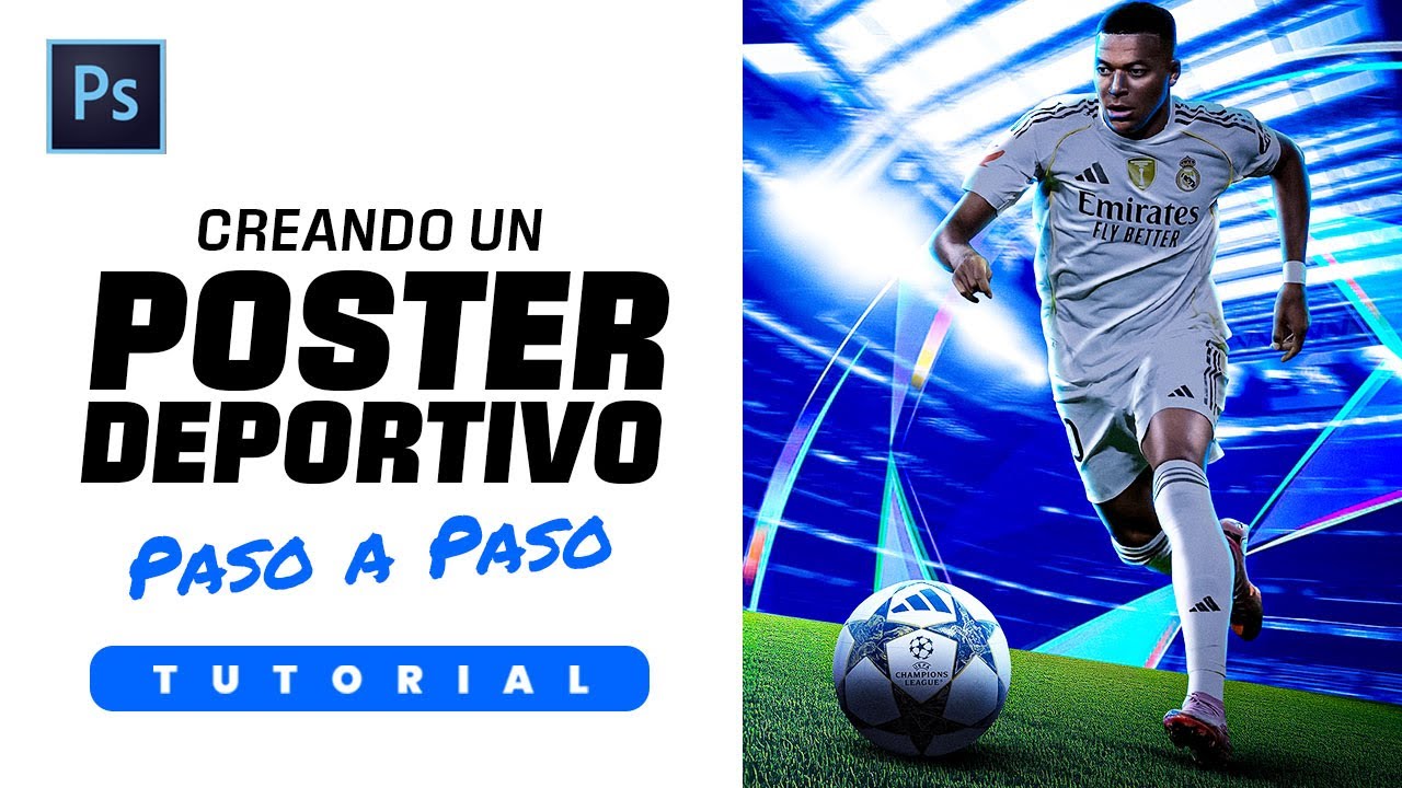 ⚽️ Photoshop Tutorial | Diseño Deportivo Mbappé Paso a Paso | Sports Design Full Tutorial