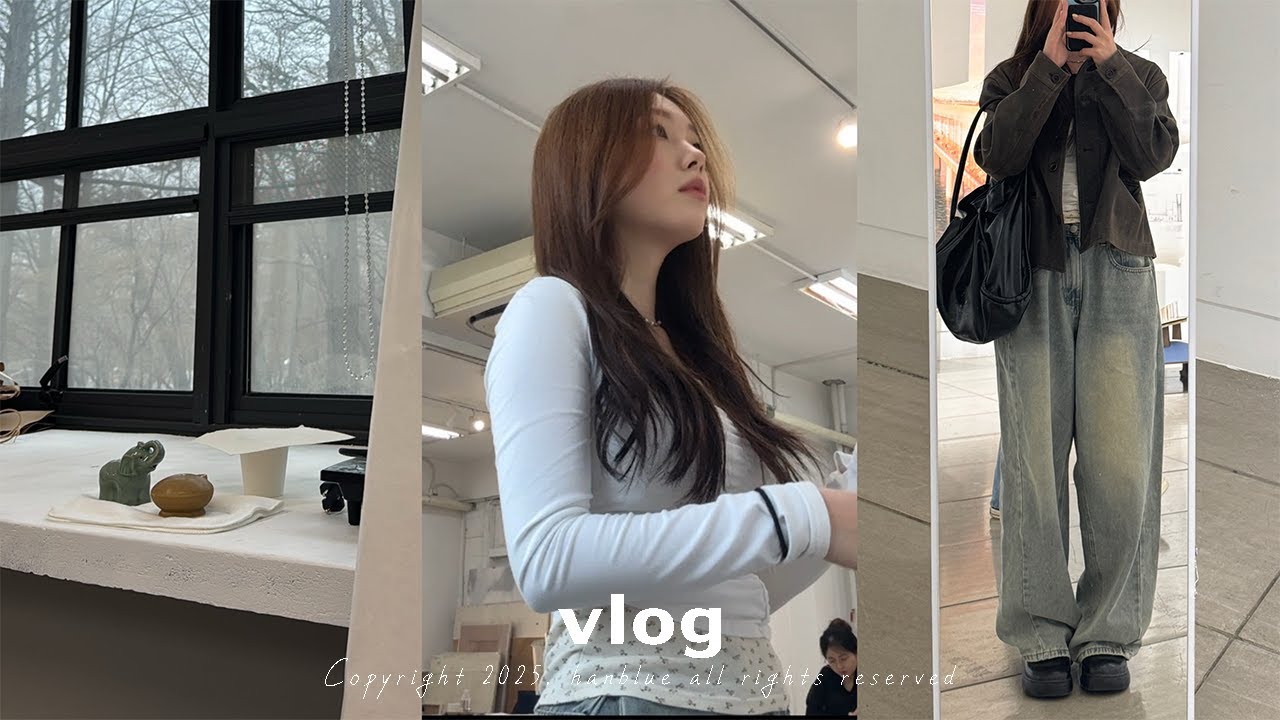 미대생의 실기실 vlog | 일주일 작업 브이로그 zip.🎨 | 하 종강할 때 되지 않았나..💦| 동양화 전공생의 하루 | 대학생 브이로그