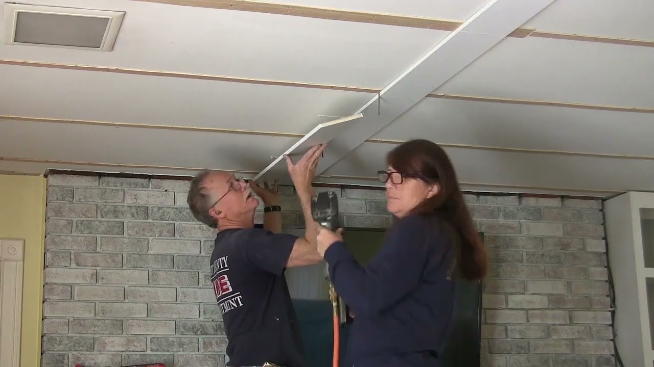How to make and install your own homemade shiplap on a ceiling