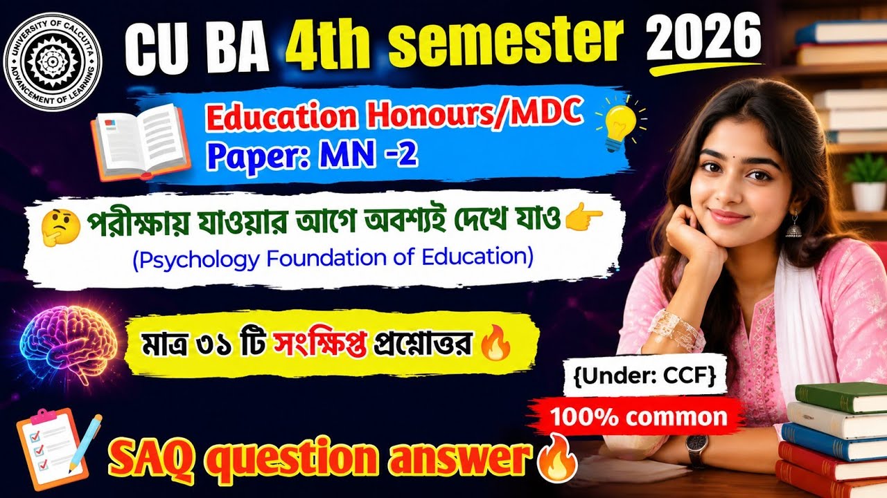 CU BA 4th Semester Education Honours MDC MN-2 SAQ Questions and Answers // Education Minor 2 Sugg...
