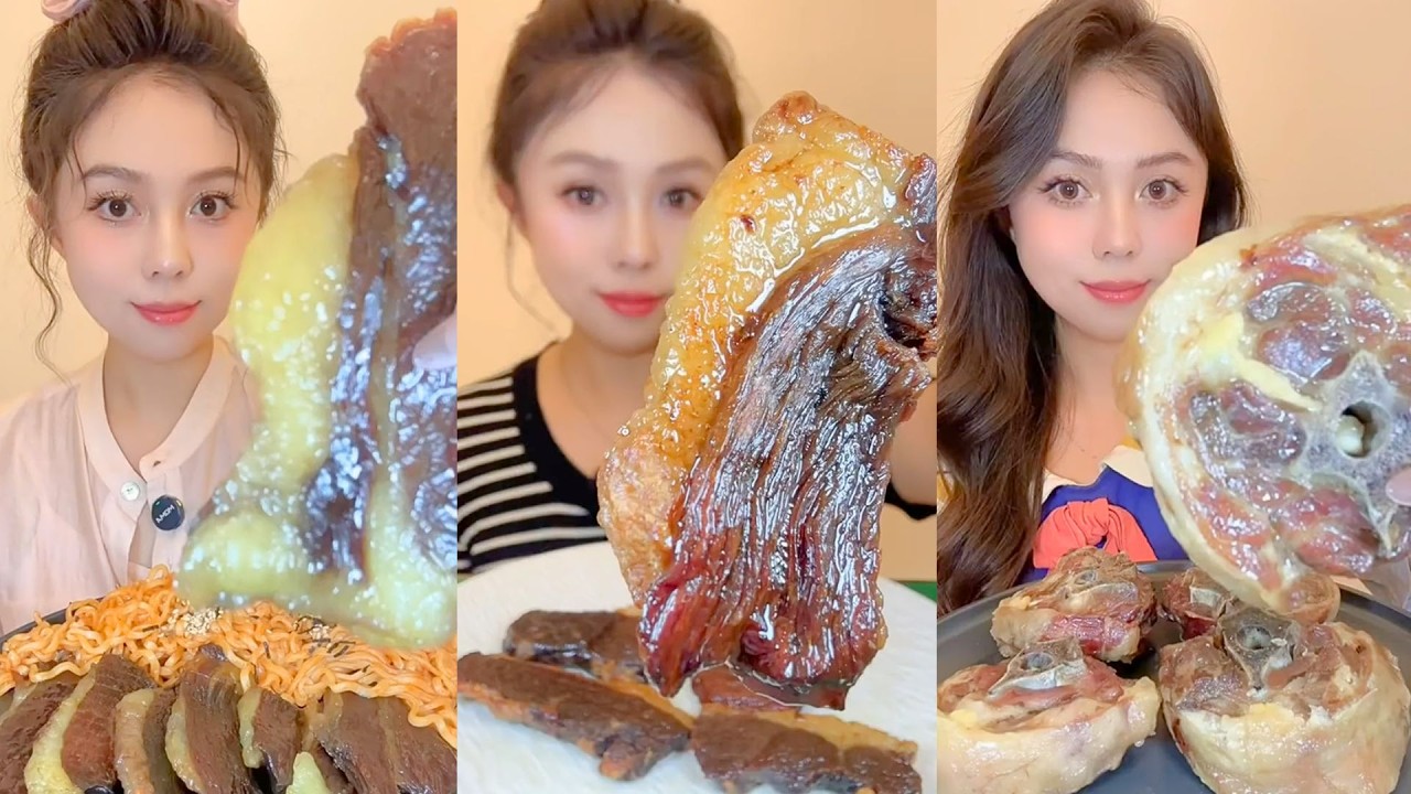 Braised Pork Skin and Tender Pork Leg with Noodles Mukbang