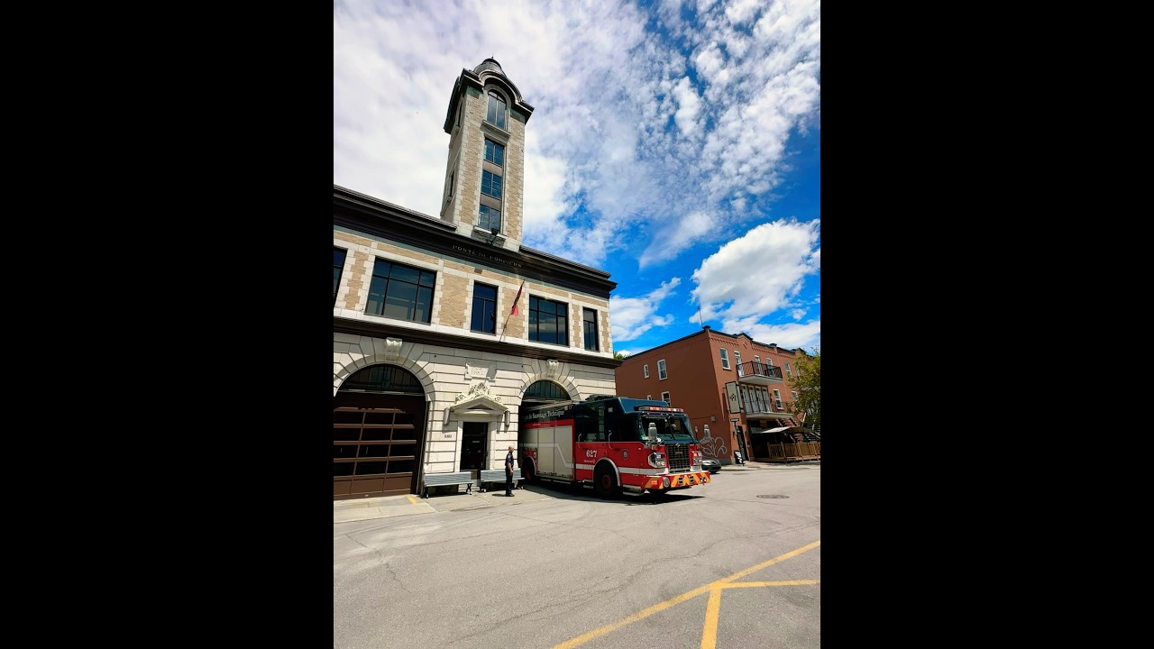 Montreal Fire Department (SIM) Heavy Rescue 627 returning to station 27 in CDN.