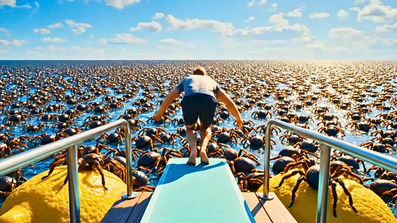 😱 Billions of spiders covered the ocean... yet he still jumped  Real ASMR experience!