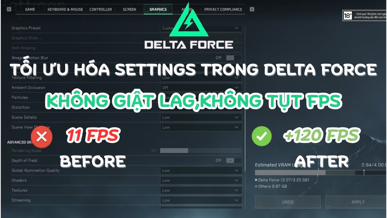 TỐI ƯU HÓA SETTING TRONG DELTA FORCE