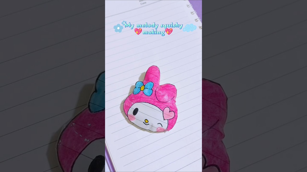 [✨Diy paper✨] my melody squishy making tutorial easy 💖.#diy #papercraft #squishy #tutorial #shorts