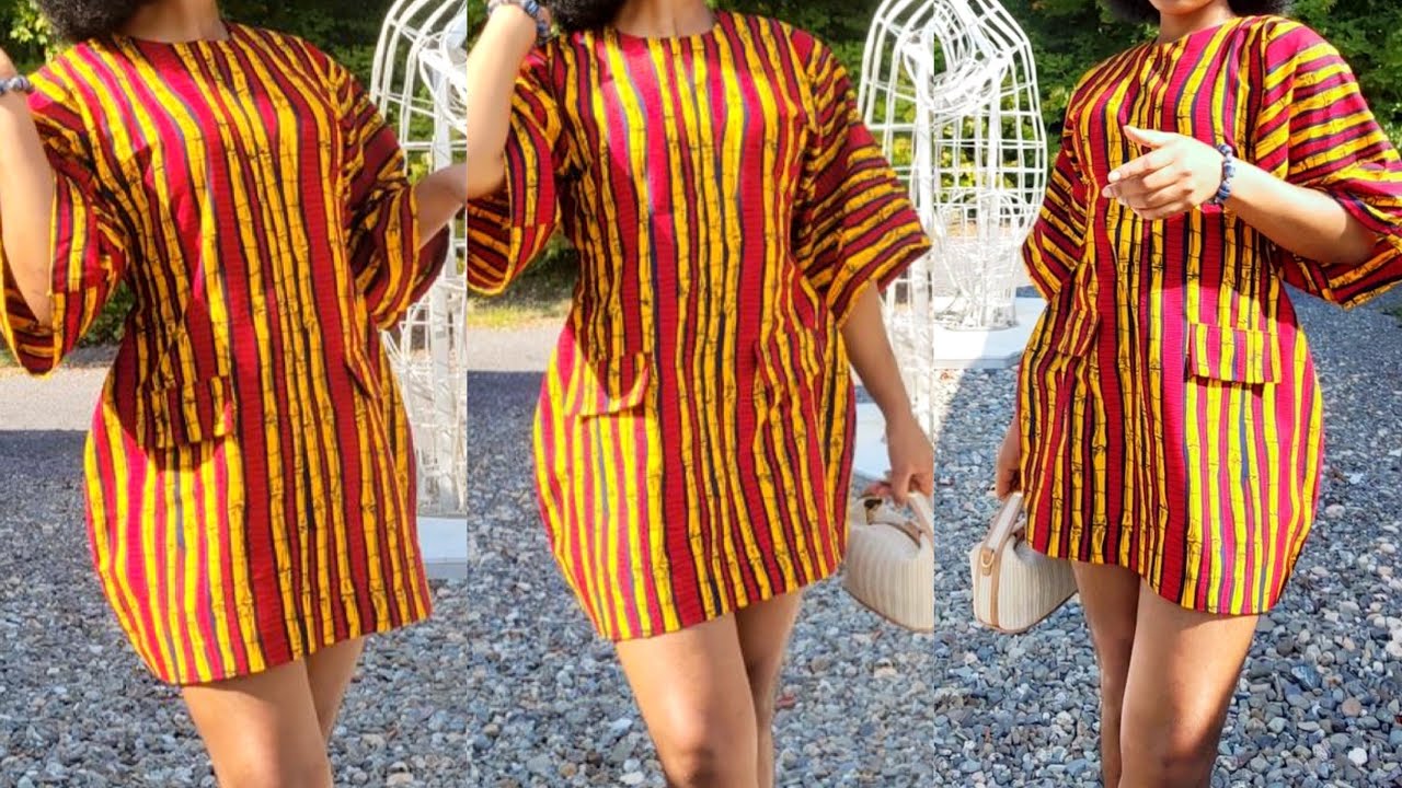 How To cut and sew a mini structured Ankara dress with bell sleeves |BEGINNER FRIENDLY