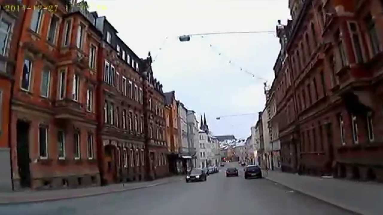 D: Hof/Saale. Fahrt durch die Stadt. Dezember 2014
