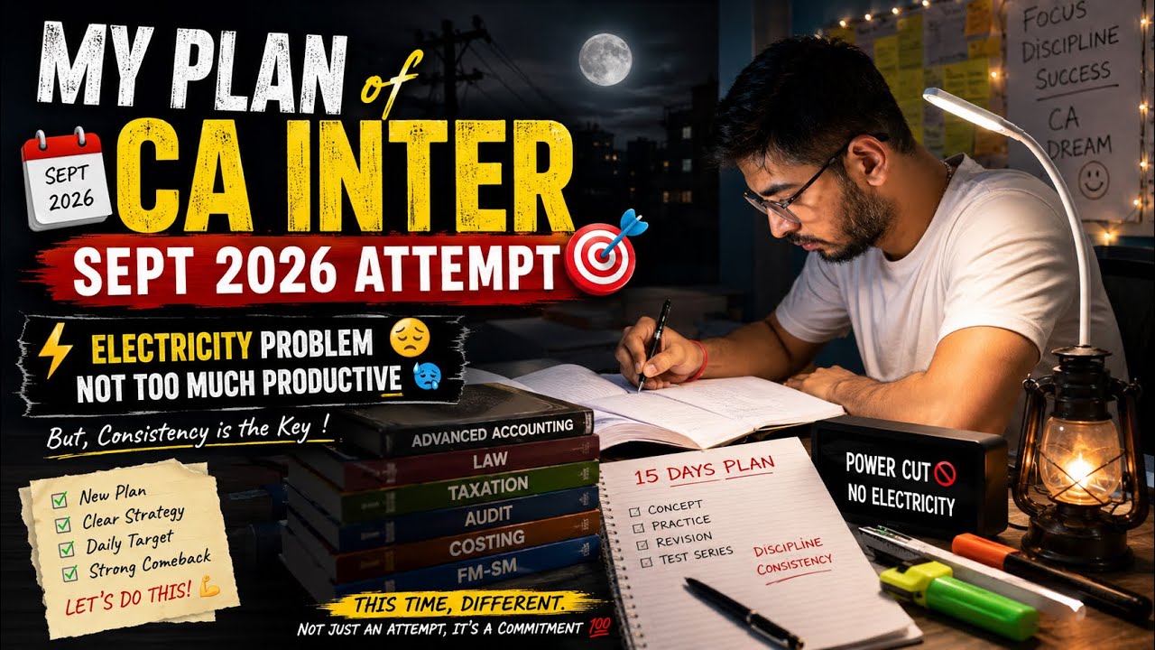 My CA Inter Sept 2026 Plan 💯|| Electricity Problem 😓|| Study Comeback 📚|| Daily Vlog 😊