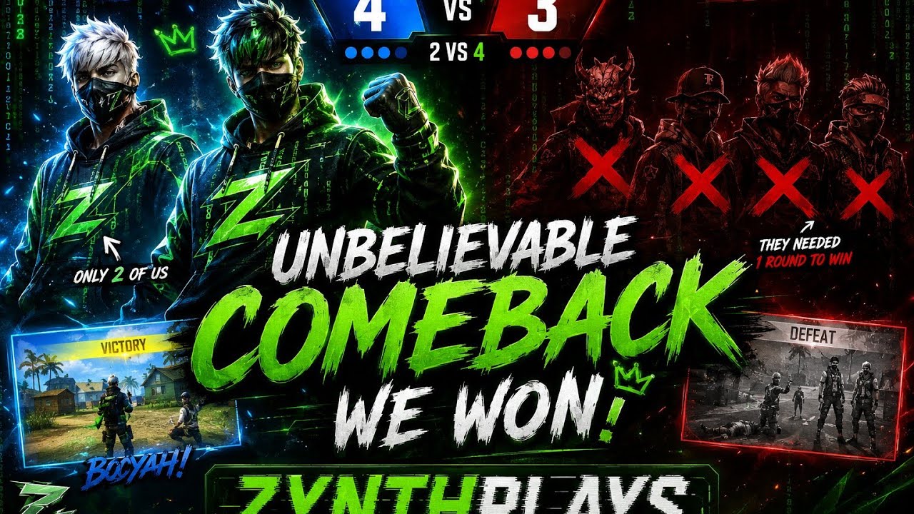 2 V 4 custom /unbelievable comeback /Zynthplays #freefire #longvideo #comeback 
