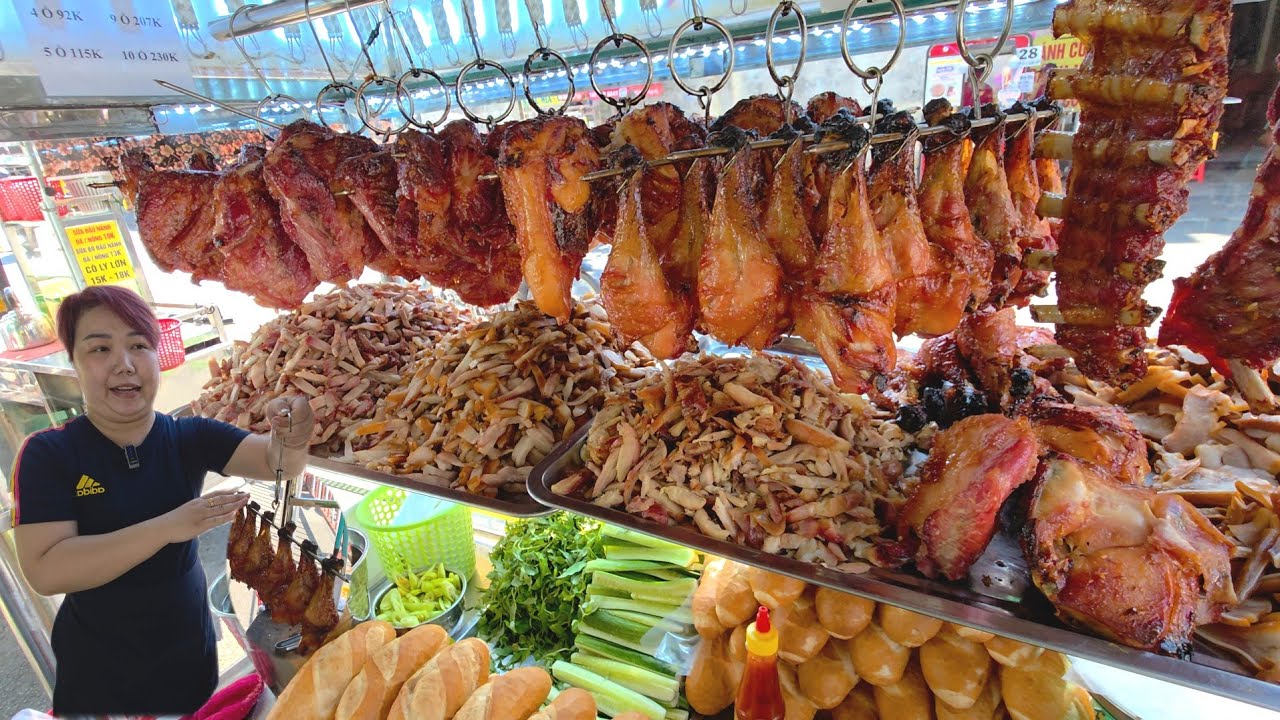Kinh ngạc XE THỊT, GÀ, SƯỜN HEO NƯỚNG LU đầy ắp ăn BÁNH MÌ công thức độc quyền chỉ 23k 1 ổ siêu to