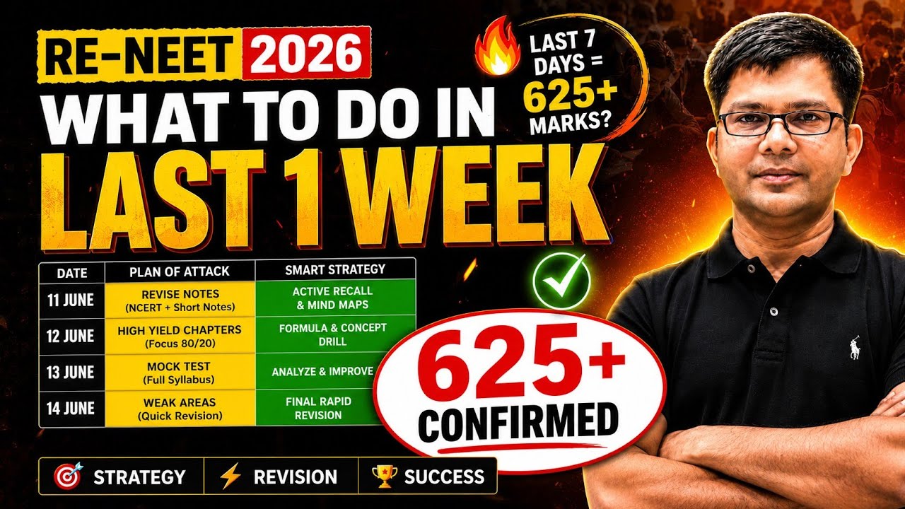 🔥 RE-NEET 2026 Last 7 Days Strategy | 625+ Marks Target 🎯📚