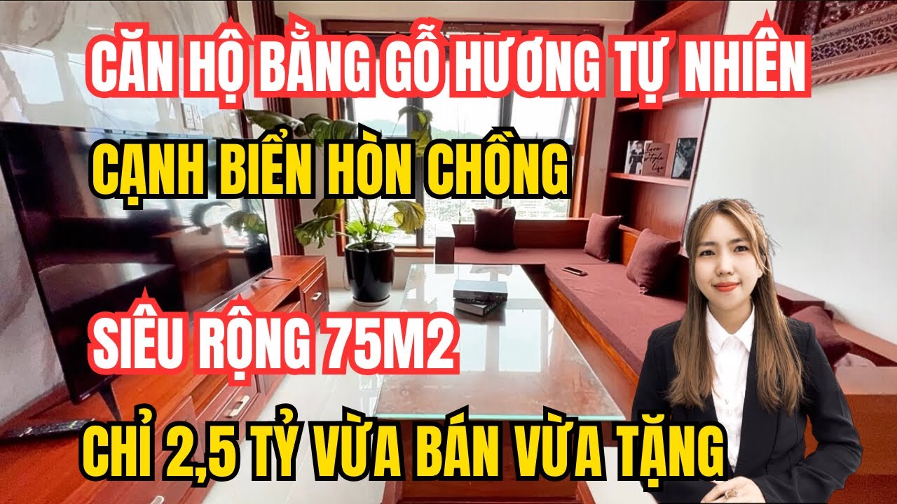 VỪA BÁN VỪA TẶNG RẺ RỀ NỘI THẤT GỖ QUÝ CHỈ 2,5TỶ CÓ NGAY CĂN HỘ CẠNH BIỂN HÒN CHỒNG 75M2 SIÊU RỘNG