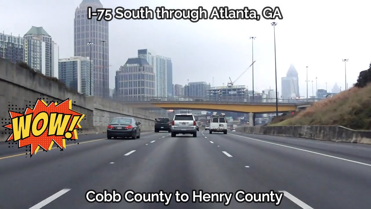 I-75 South through Atlanta, GA &bull; Cobb County to Henry County - [4K]