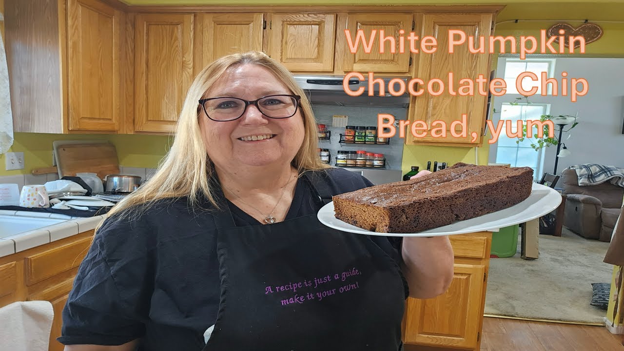 White Pumpkin Chocolate Chip Bread Made With Fresh Roasted Pumpkin, Delicious and Easy To Make