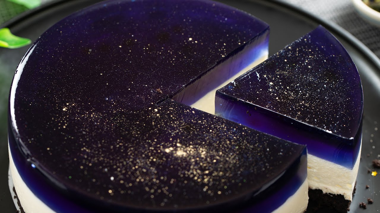 Easy to make Starry Night / Galaxy Cake | Non Bake Cheesecake | 宇宙星系蛋糕 / 星空生乳酪蛋糕