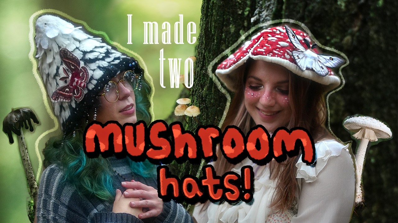 🍄I needle felted TWO mushroom hats! 🍄Cozy craft with me 🧵