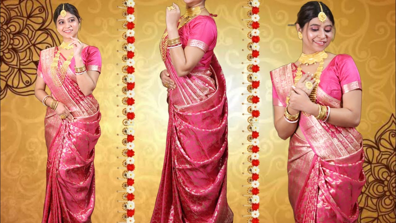 বাঙালি স্টাইলএ বিয়ের শাড়ি কিভাবে পরবে 😍 | Unique Bengali Style Bridal Saree Draping