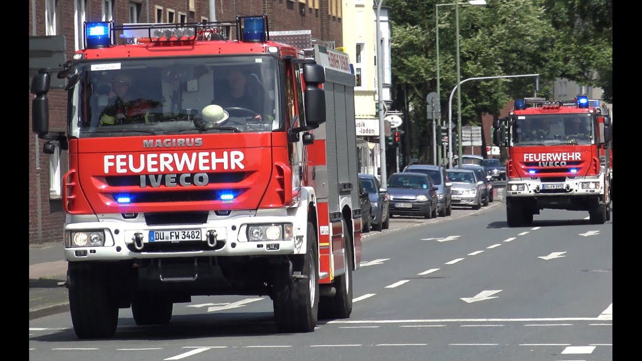Löscheinheit & RTW FW6, HLF Feuerwehrschule & ELW BvE Duisburg