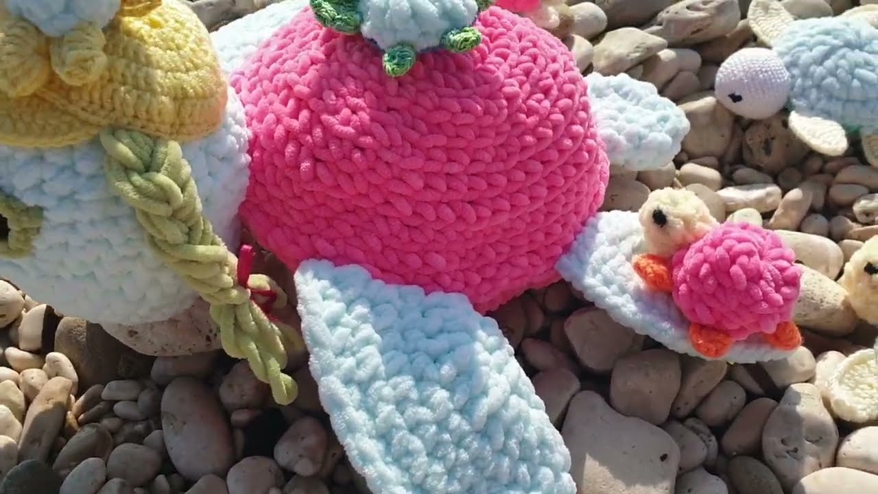 🐢🌈3 в 1 !!! Черепашка обнимашка, развивашка, подушка, вязаная крючком. 