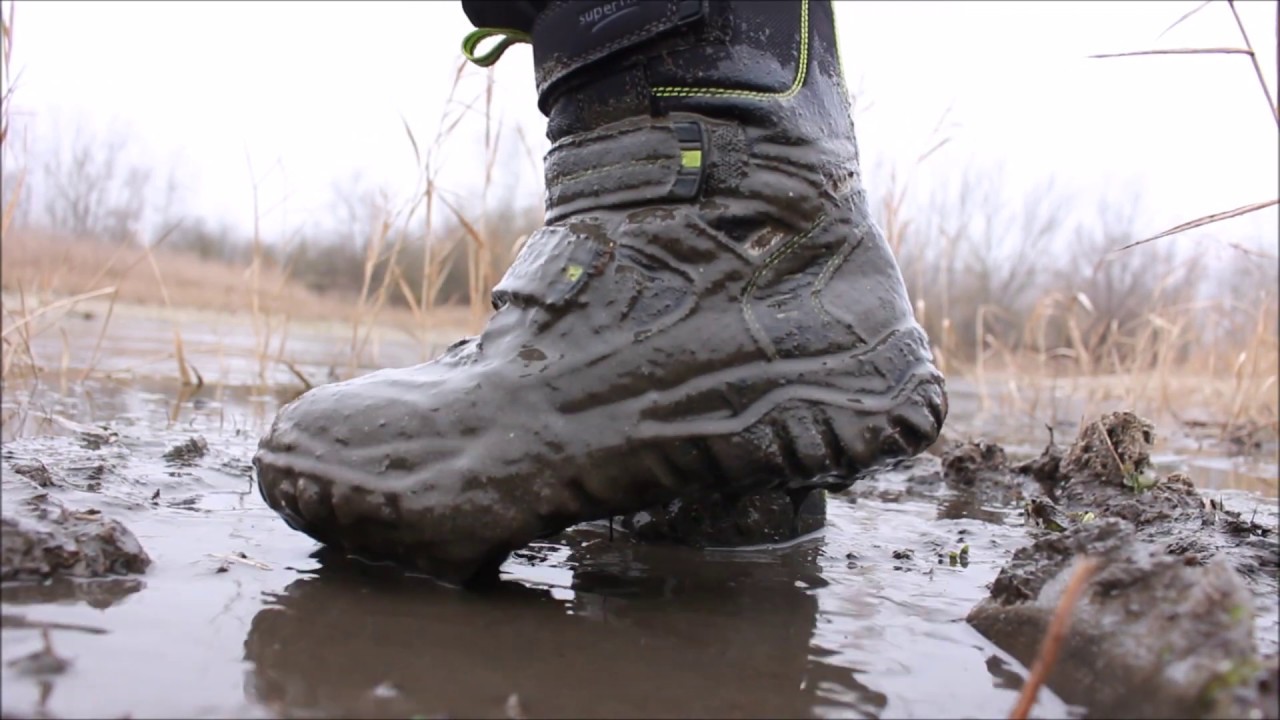Snow boots in mud