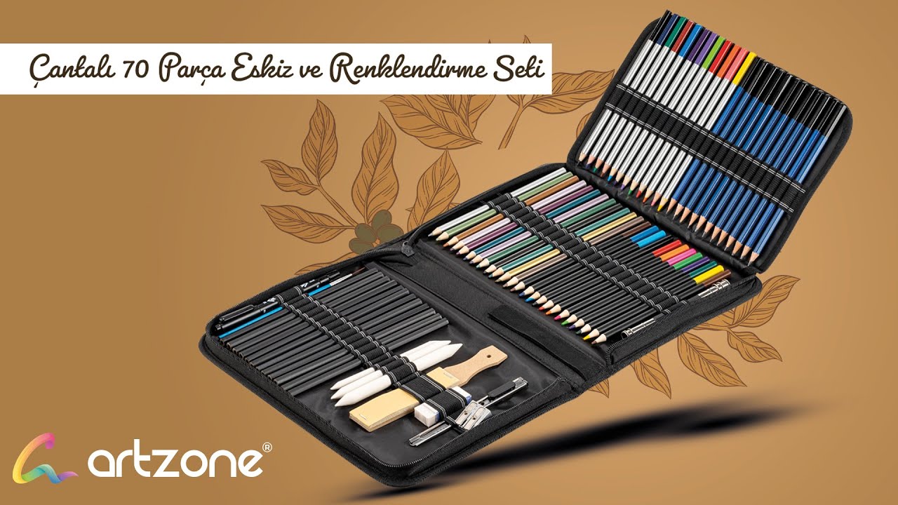 Artzone Çantalı 70 Parça Eskiz ve Renklendirme Seti