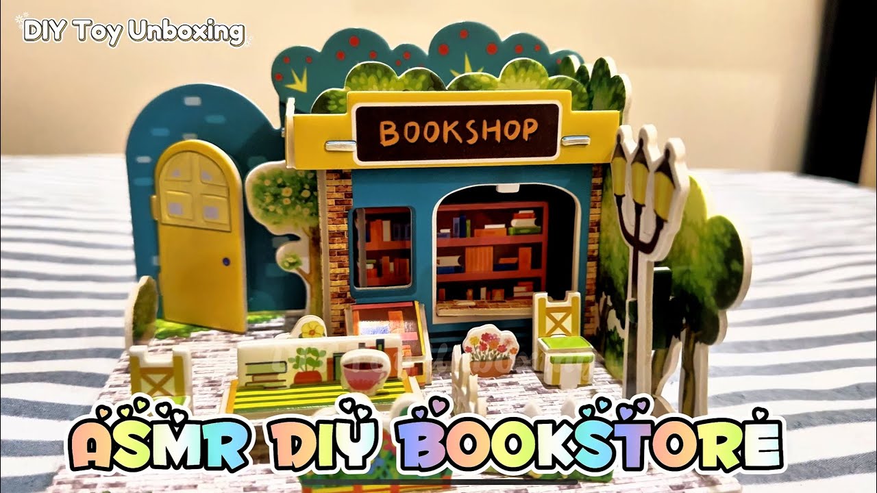 🎧📒ASMR Miniature Bookstore Build | Relaxing DIY Dollhouse Model Assembly