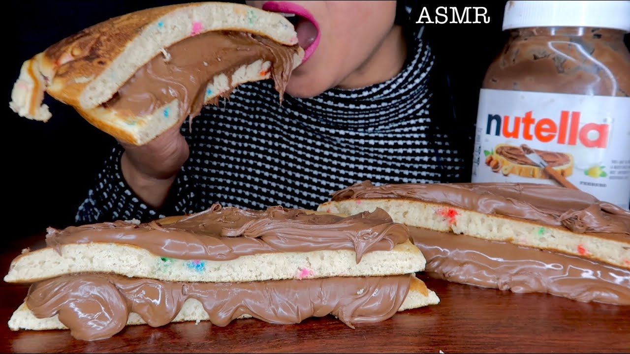 ASMR Nutella With Pancakes Mukbang (Eating Sounds)