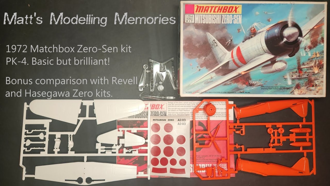 Basic but brilliant? 1972 Matchbox 1/72 Zero-Sen unboxing, review, Hasegawa and Revell comparison.
