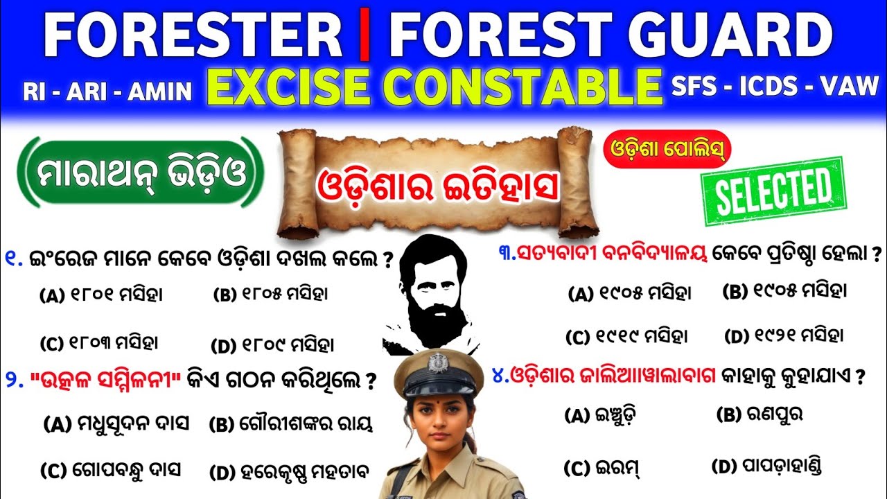 100+ Odisha History Important MCQ Questions & Answers | Odisha Exam Special | One Shot Revision