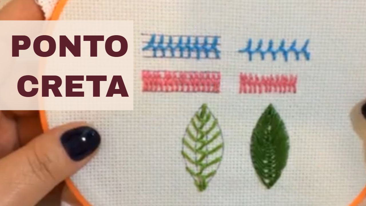 Como bordar o ponto creta 🌹 bordado à mão para iniciantes