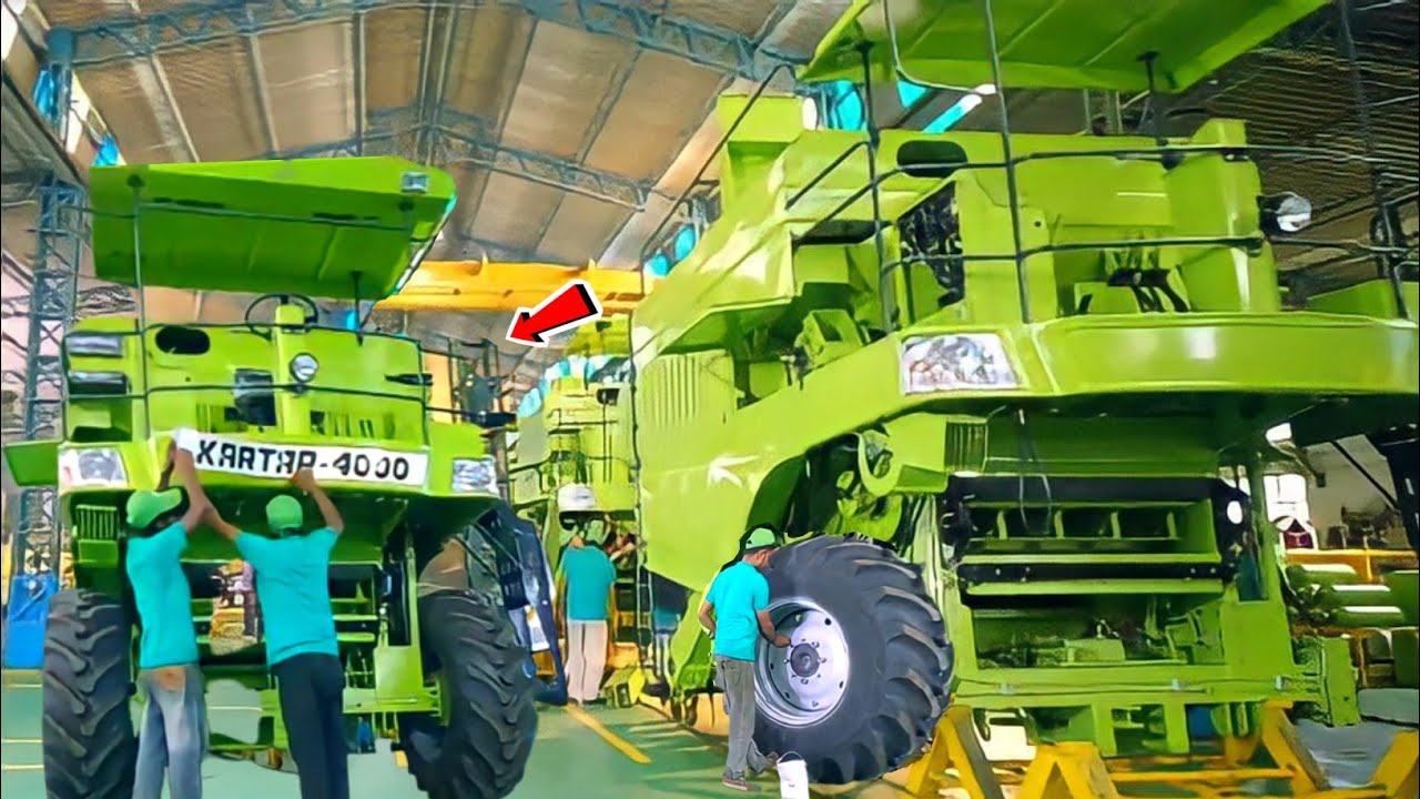 Factory में Combine Harvester कैसे बनता है? Combine manufacture |Harvester Production |#spinningtop.
