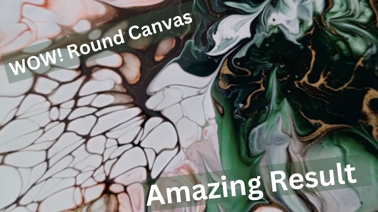 Wow !!! Amazing 24 cm Round Canvas Pouring Acrylics HaAppy Flow #8